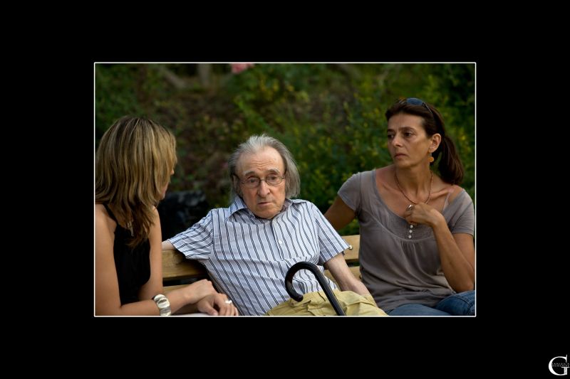 Guido Ceronetti, la figlia e Francesca Sommovigo <br /><br />  &copy; Gianluca Ghinolfi