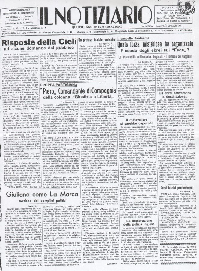 prima pagina il notiziario del 1946 quotidiano spezzino