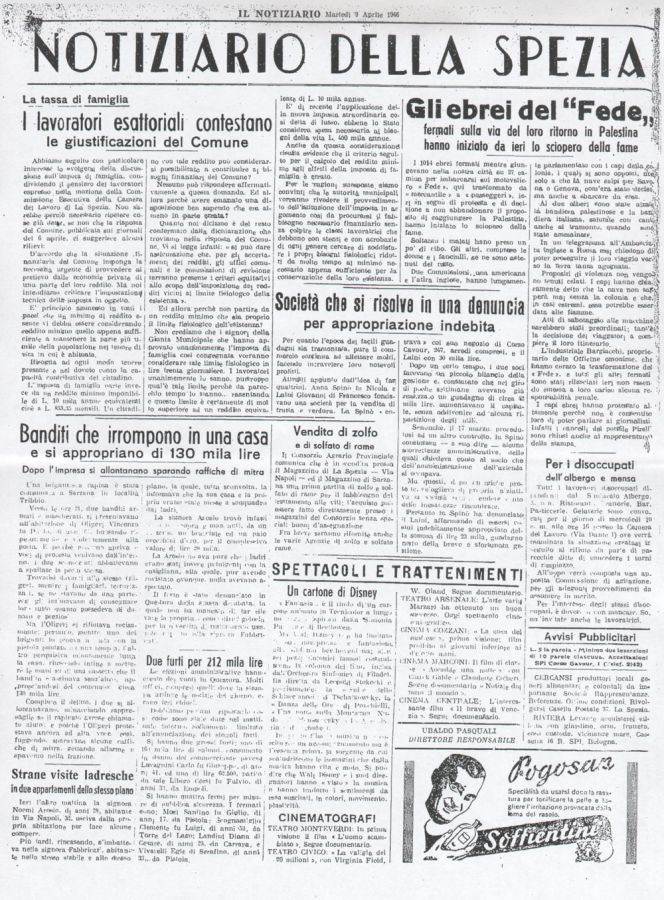 pagina del notiziario quotidiano spezzino del dopoguerra