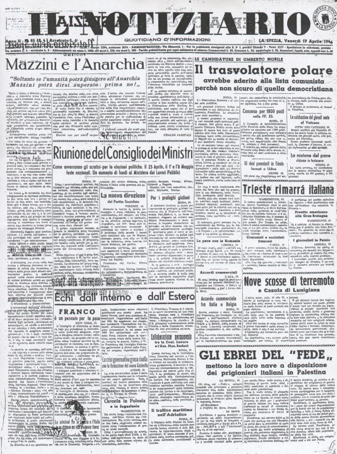 il notiziario del 19 aprile 1946 